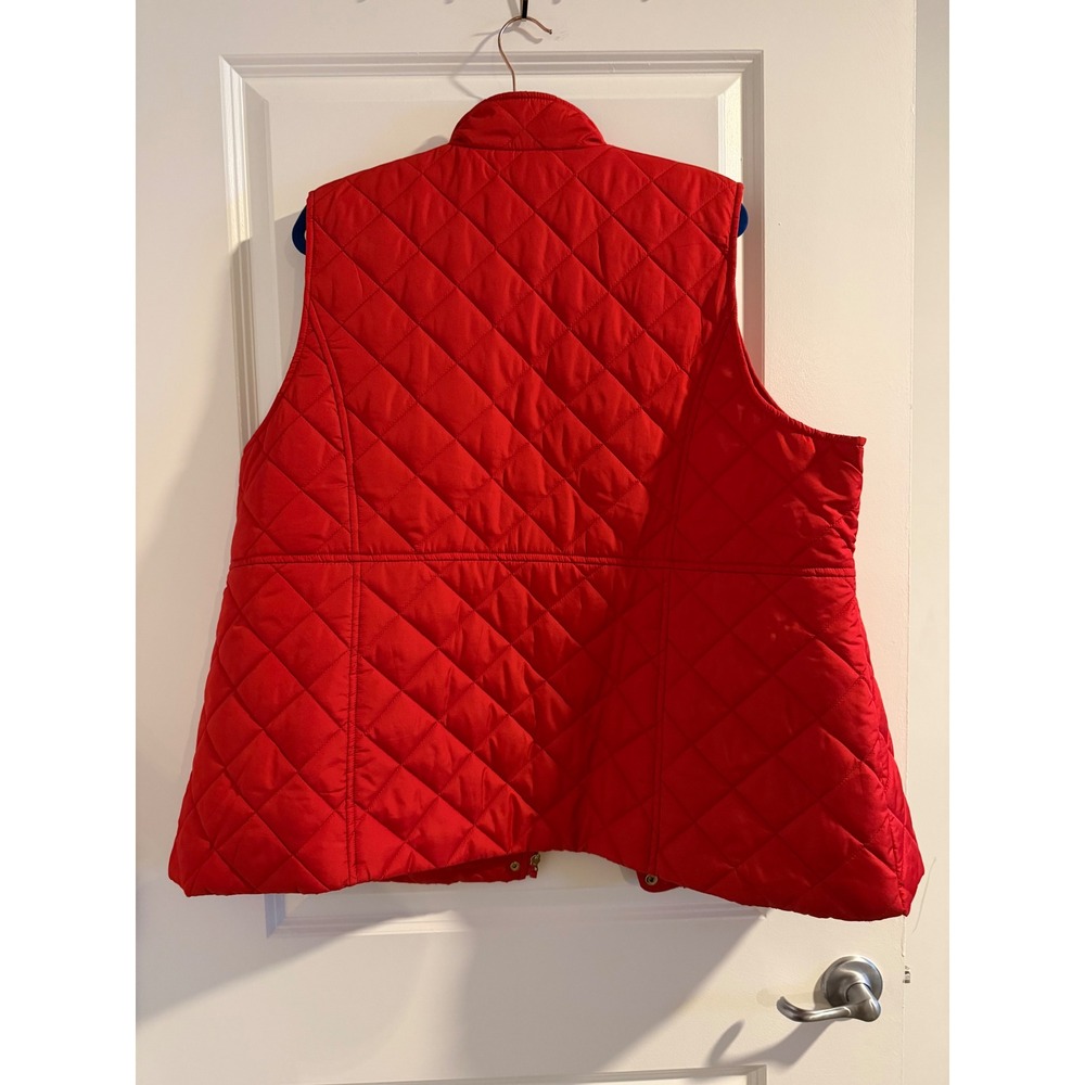 Mo Ka Quilted Puffer Vest Red Snap Front‎ Stand Collar Women's Size 2x - Picture 6 of 7
